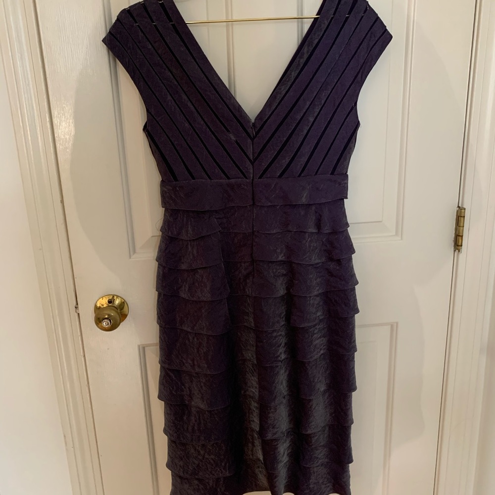 Cache Shimmer Purple Layered V-neck Cocktail Dress - Picture 5 of 7